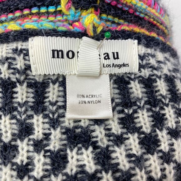 Monteau Long Open Cardigan XSmall Fair Isle Hooded Boho Cottage Hippie Preppy - Picture 10 of 11